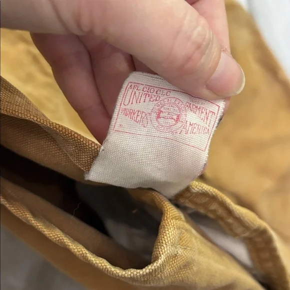Thrashed vintage 80s or 90s carhartt unlined beige double knee duck overall bibs